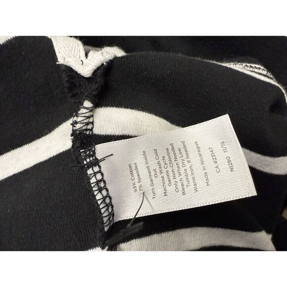 Talbots Stretch Weekend Tee Women's Striped Cotton Pocket Tee Black White Large - Picture 6 of 7